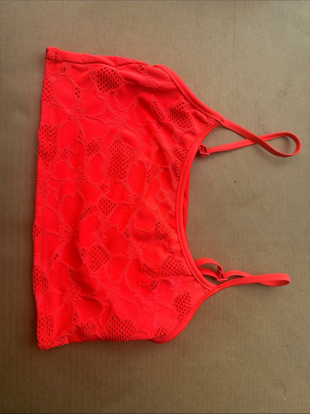 aerie Orange Lace-Overlay Swim Bralette